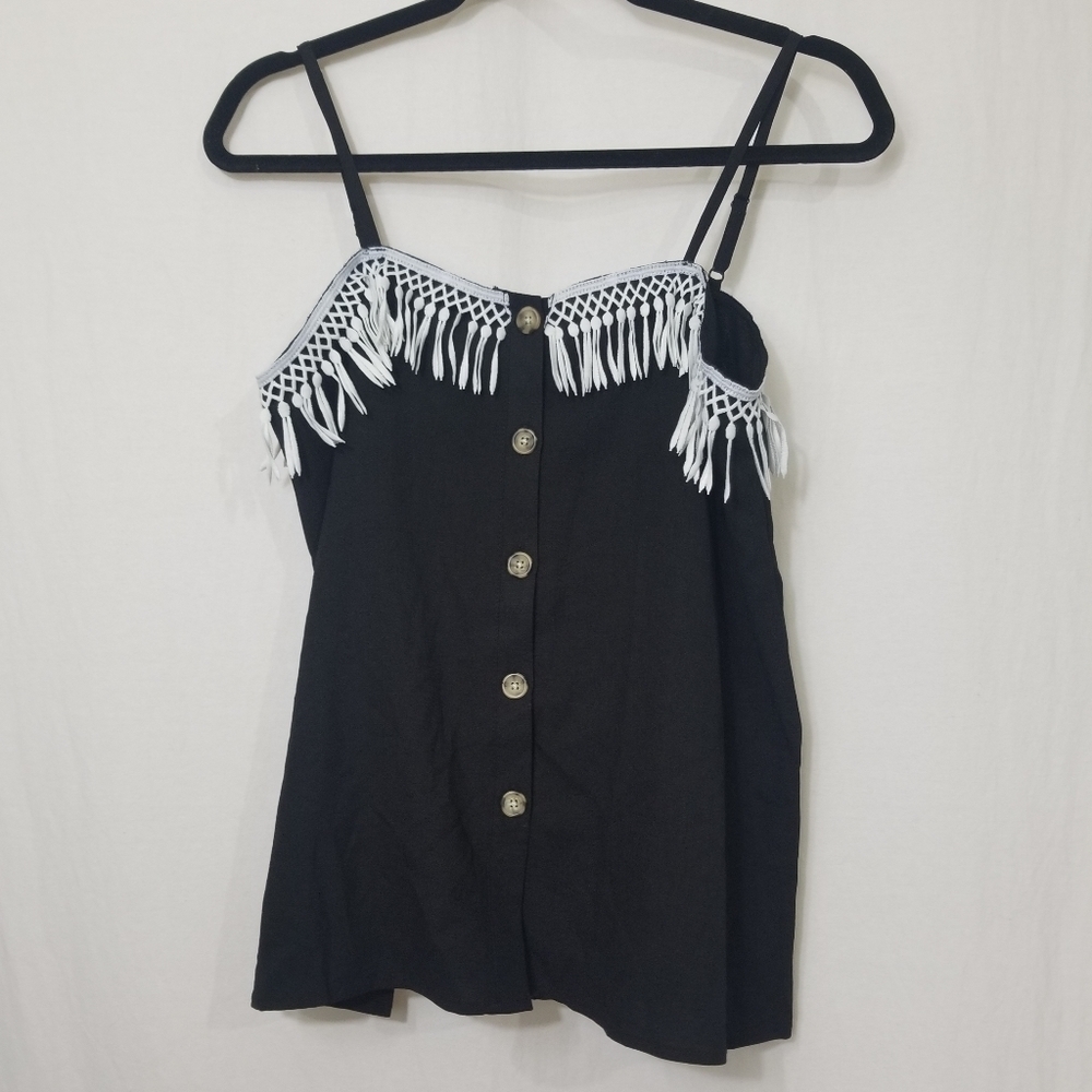 Ninexis button down fringe top